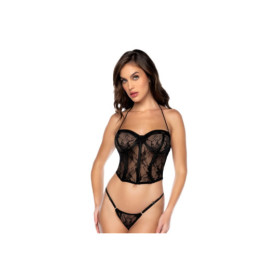 Bustier et string en dentelle noire 